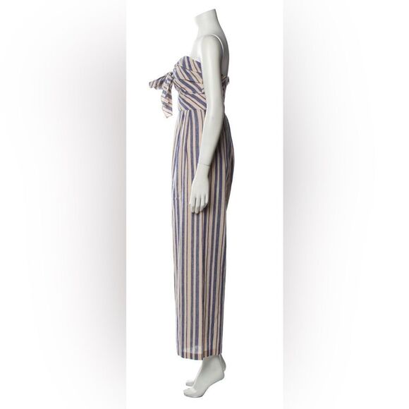 Johanna Ortiz linen/cotton blend Striped Strapless Jumpsuit, US2 - Picture 3 of 9